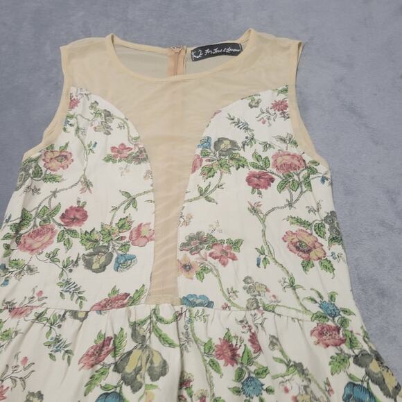 FOR LOVE & LEMONS Womens Medium Beige Lulu Floral Sheer Mesh Flared Mini Skater - Picture 6 of 13